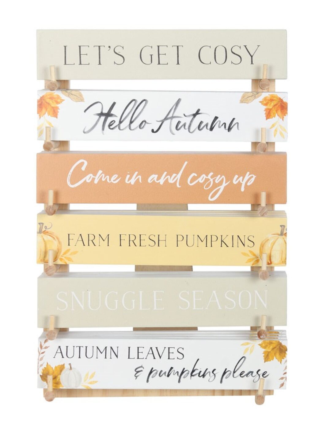 Autumn Block Sign Collection – 36 Pieces with Display